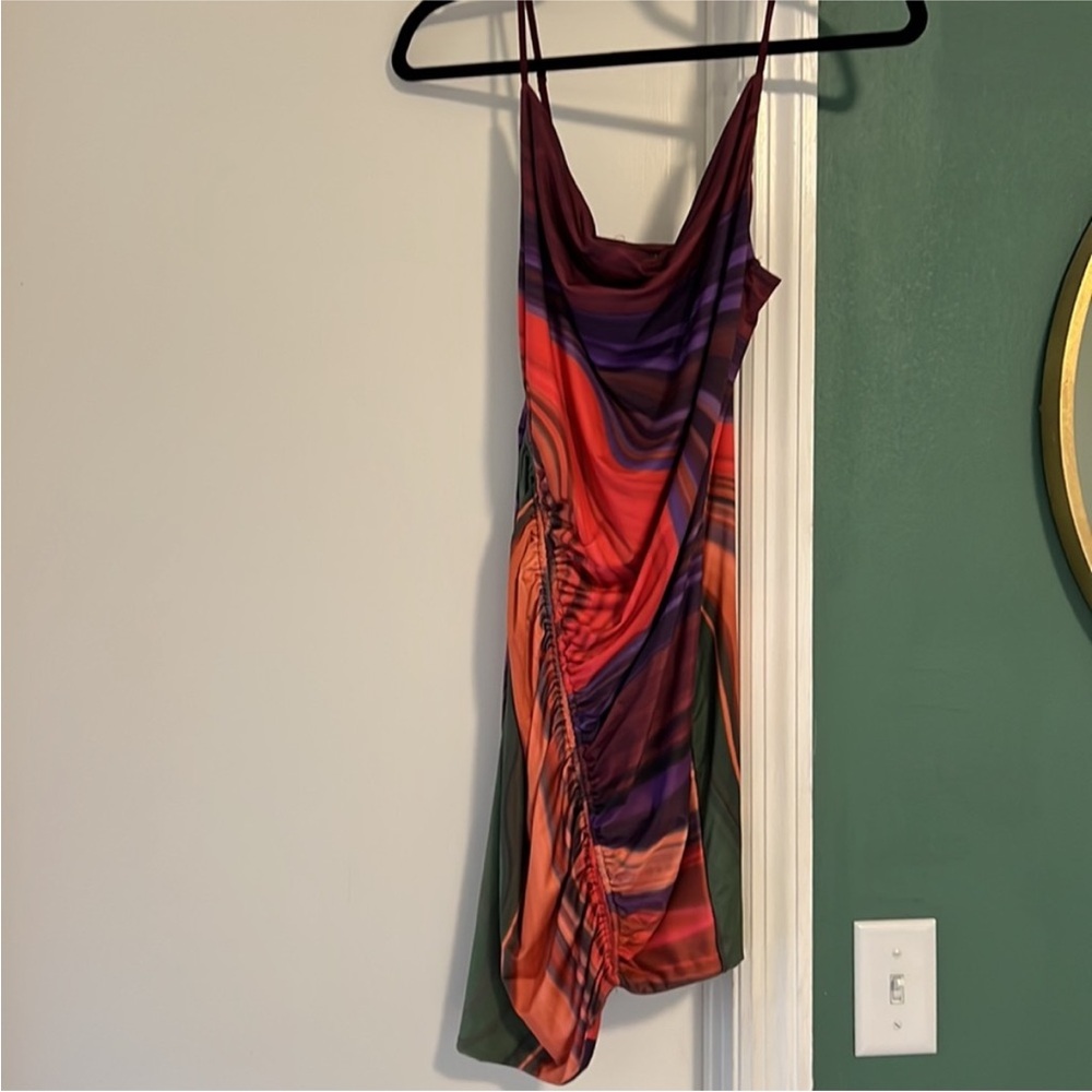 AFRM PALMETTO ABSTRACT ROUGE WAVE DRESS - Picture 3 of 5
